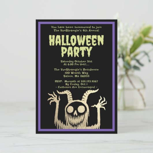 Halloween Party Creepy Demonic Monster Kaart (Staand voorkant)