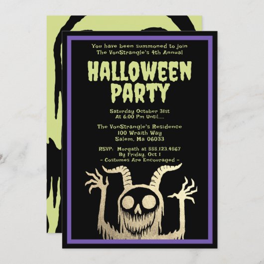 Halloween Party Creepy Demonic Monster Kaart (Voorkant / Achterkant)