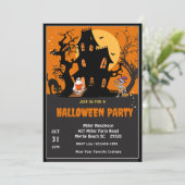 Halloween Party Creepy Haunted House Kaart (Staand voorkant)