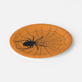 Halloween Party Creepy Spider Web Sinaasappel Zwar Papieren Bordje (Gekanteld)