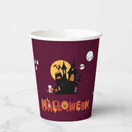 Halloween Party Cup – Haunted House & Pumpkin Papieren Bekers