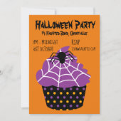 Halloween party cupcake zwart en sinaasappel kaart (Voorkant)