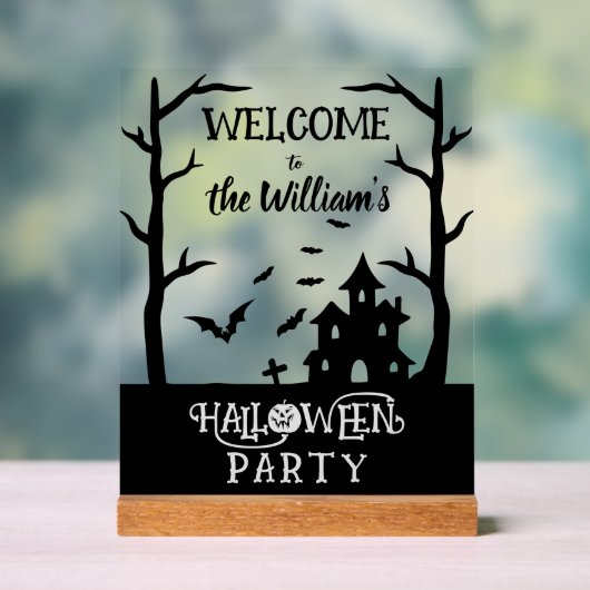 Halloween Party Custom Familienaam Welkomstbord Acryl Bord (Neutraal)