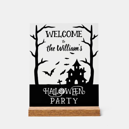 Halloween Party Custom Familienaam Welkomstbord Acryl Bord (Voorkant)