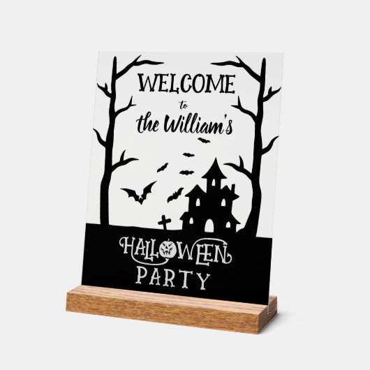 Halloween Party Custom Familienaam Welkomstbord Acryl Bord (Hoek)