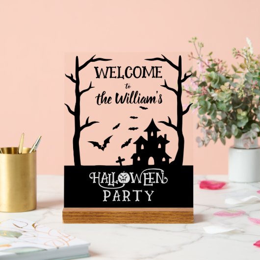 Halloween Party Custom Familienaam Welkomstbord Acryl Bord (Huwelijk)