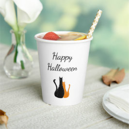 Halloween Party Cute Cats Black Sinaasappel Papieren Bekers
