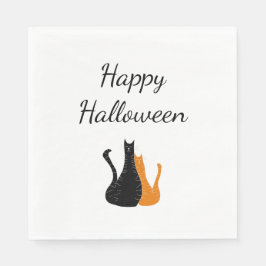 Halloween Party Cute Cats Black Sinaasappel Servet