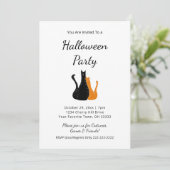 Halloween Party Cute Oranje Black Cats Kaart (Staand voorkant)