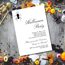 Halloween Party Cute Spiders Black White Kaart