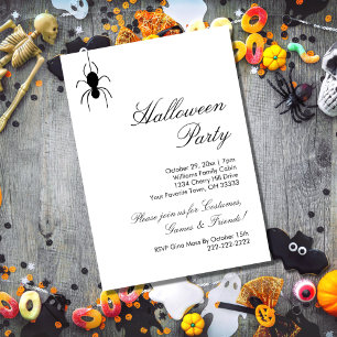Halloween Party Cute Spiders Black White Kaart