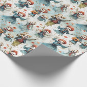 Halloween Party Dancing Skelet Heksen Cadeaupapier (Hoek)