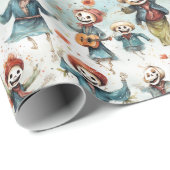 Halloween Party Dancing Skelet Heksen Cadeaupapier (Rol Hoek)