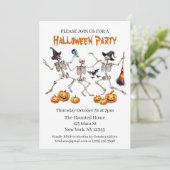 Halloween Party Dancing Skeletons Uitnodiging (Staand voorkant)