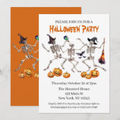 Halloween Party Dancing Skeletons Uitnodiging (Voorkant / Achterkant)
