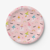 Halloween party decor Spooky One Pink Ghost Paper Papieren Bordje (Voorkant)