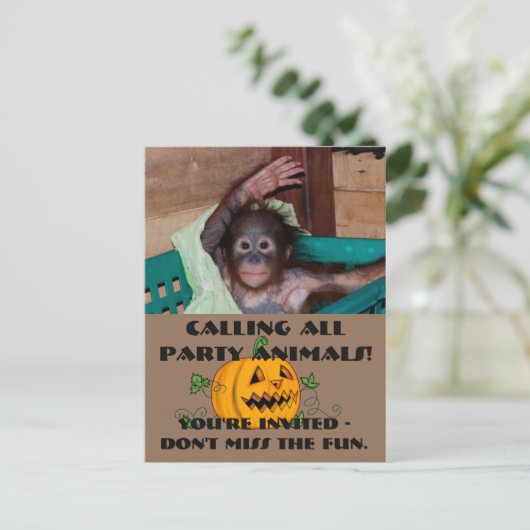 Halloween Party Dieren Uitnodiging Briefkaart (Staand voorkant)