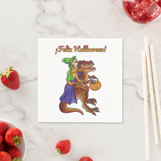 Halloween Party Dinosaur Napkins Feliz Halloween Servet (Insitu)