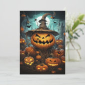 Halloween Party Donker griezelige pompoenen vleerm Kaart (Staand voorkant)