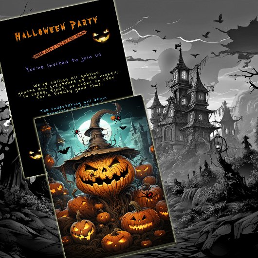 Halloween Party Donker griezelige pompoenen vleerm Kaart