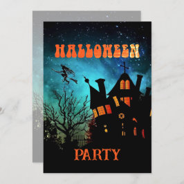 Halloween Party Donker Heksenhuis Spooky Uitnodigi Kaart
