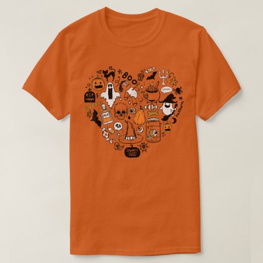 Halloween Party Doodle Heart Shape Costuum T-shirt (Design voorkant)