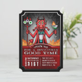 Halloween Party Duivelse Goede Tijd Fun Uitnodigin Kaart (Staand voorkant)