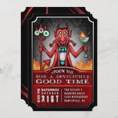 Halloween Party Duivelse Goede Tijd Fun Uitnodigin Kaart (Voorkant / Achterkant)