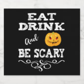 Halloween Party Eat Drink & Be Scary Pumpkin Face Bier Etiket (Enkel label)