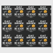 Halloween Party Eat Drink & Be Scary Pumpkin Face Cadeaupapier (Vlak)