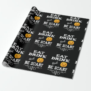 Halloween Party Eat Drink & Be Scary Pumpkin Face Cadeaupapier