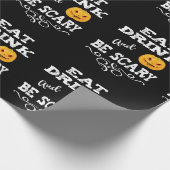 Halloween Party Eat Drink & Be Scary Pumpkin Face Cadeaupapier (Hoek)
