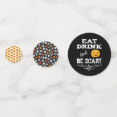 Halloween Party Eat Drink & Be Scary Pumpkin Face Confetti (Voorkanten)