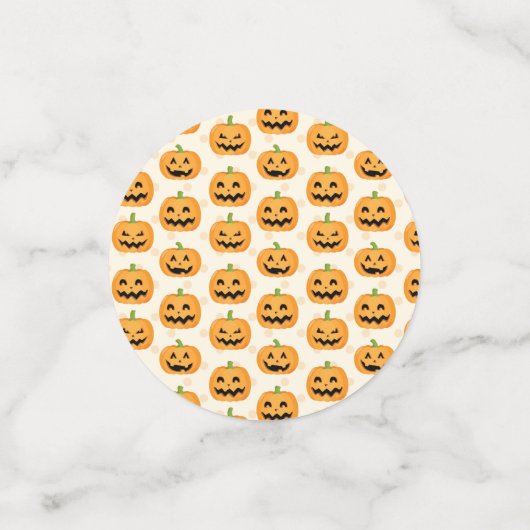 Halloween Party Eat Drink & Be Scary Pumpkin Face Confetti (Kleine voorkant)