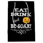 Halloween Party Eat Drink & Be Scary Pumpkin Face Medium Cadeauzakje (Voorkant)