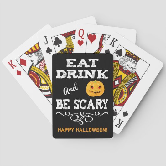 Halloween Party Eat Drink & Be Scary Pumpkin Face Pokerkaarten (Achterkant)