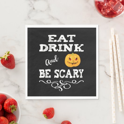 Halloween Party Eat Drink & Be Scary Pumpkin Face Servet (Insitu)