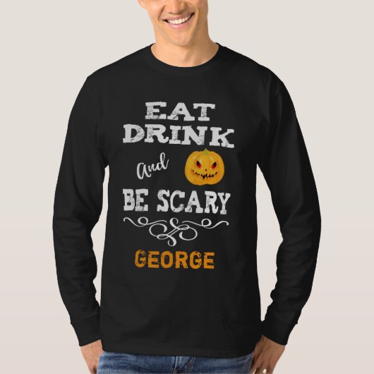 Halloween Party Eat Drink & Be Scary Pumpkin Face T-shirt (Voorkant)