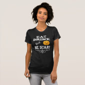 Halloween Party Eat Drink & Be Scary Pumpkin Face T-shirt (Voorkant volledig)