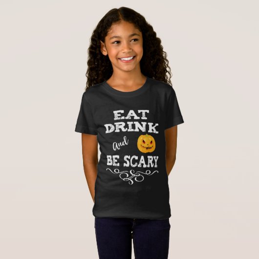 Halloween Party Eat Drink & Be Scary Pumpkin Face T-shirt (Voorkant volledig)