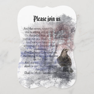 Halloween Party Edgar Allan Poe Raven Poem Kaart