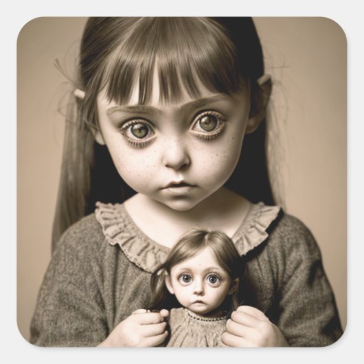 Halloween Party Eerie Donkere Kunst Vierkante Sticker (Voorkant)