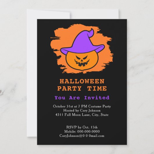 Halloween Party Eerie Jack o' Lantern Paars Pet Kaart (Voorkant)