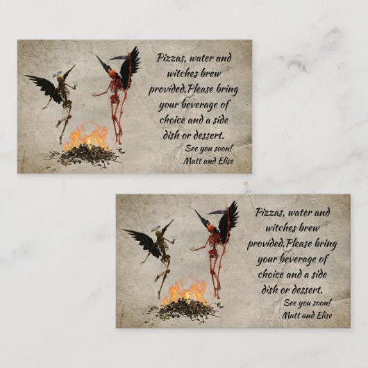 Halloween Party Enclosure Kaart Skelet Visitekaartje (Voorkant / Achterkant)