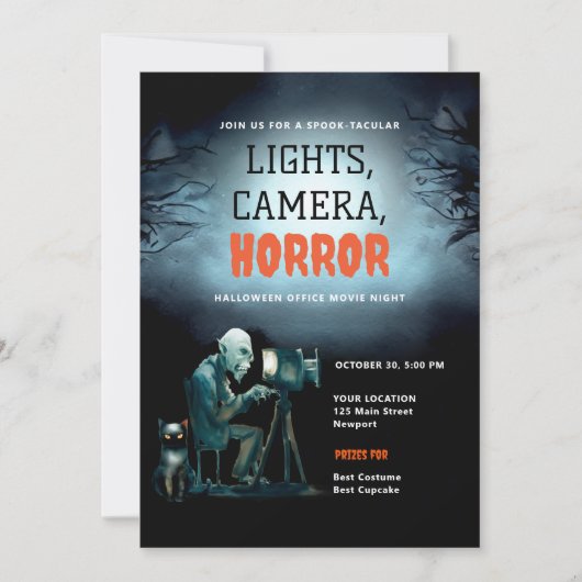 Halloween Party Enge Film Nacht Ghoul Zwart Kat Kaart (Voorkant)