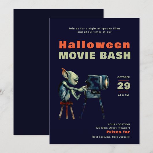Halloween Party Enge Films Nacht Imp Gremlin Kaart (Voorkant / Achterkant)