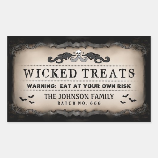 Halloween Party Eten of Drink Zwart & Bruin Label (Voorkant)