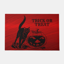 Halloween Party Evil Black Cat Pumpkin Red Scary Deurmat