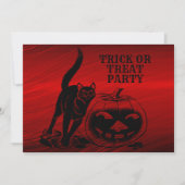 Halloween Party Evil Black Cat Pumpkin Red Scary Kaart (Voorkant)