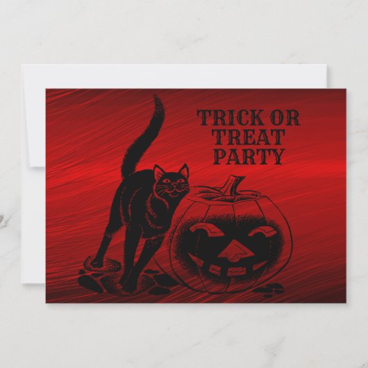 Halloween Party Evil Black Cat Pumpkin Red Scary Kaart (Voorkant)